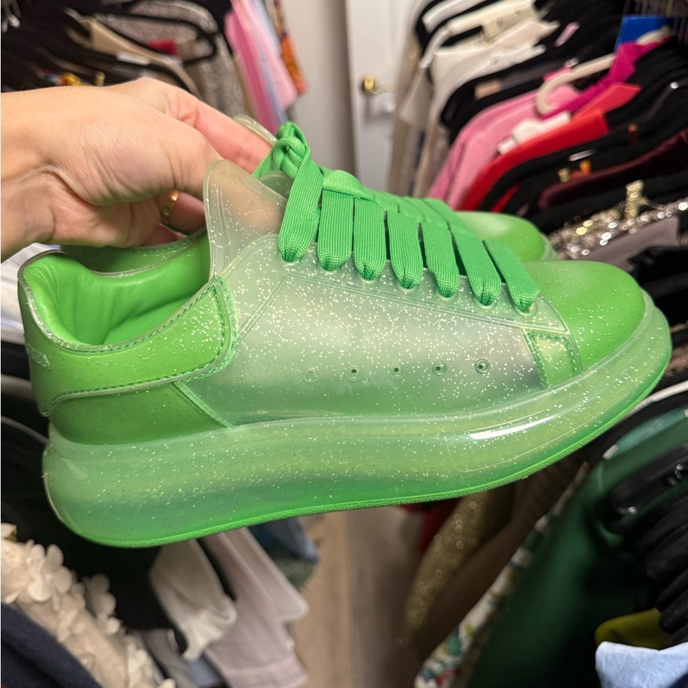 Alexander McQueen Green Glitter clear Sneakers